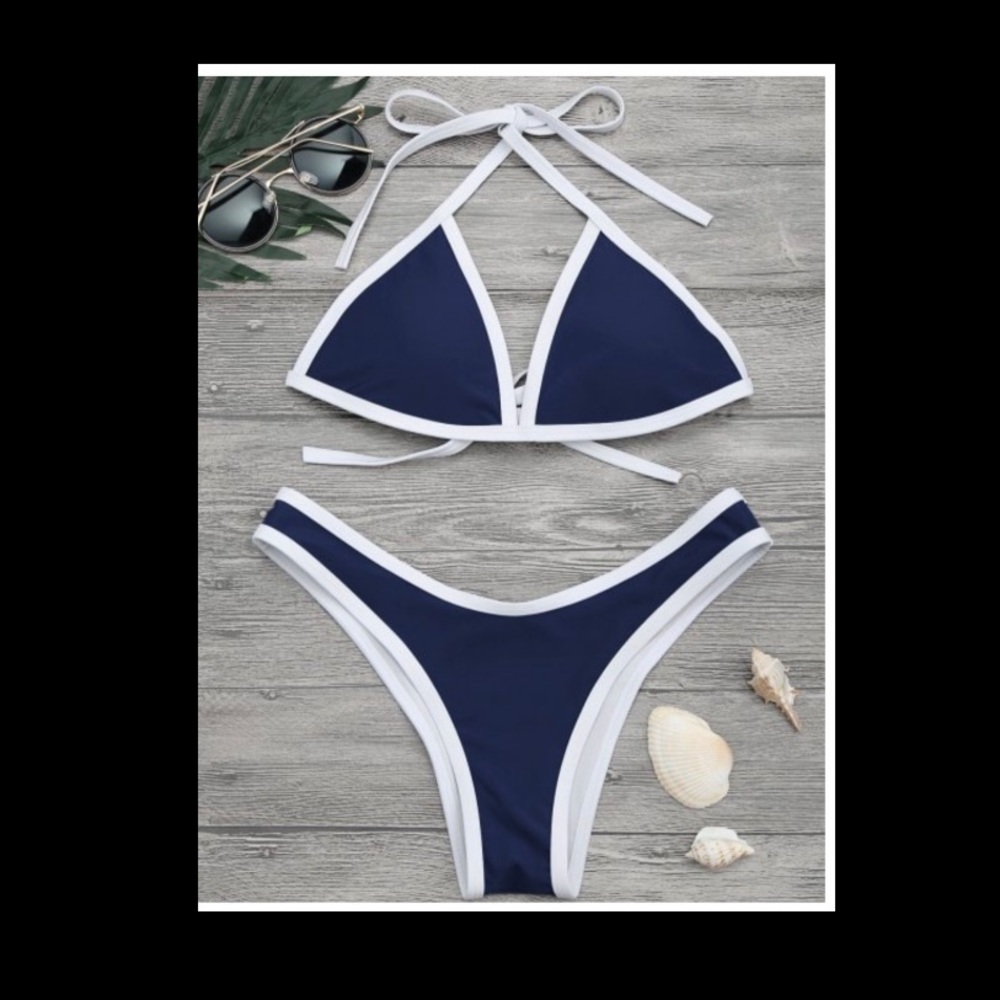 Navy Contrast Zaful Bikini NWT